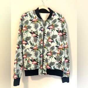 Zara men’s Flamingo Print Bomber Jacket. Size large. Very good condition